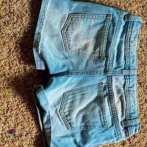 Ripped Jean shorts with solid bottoms